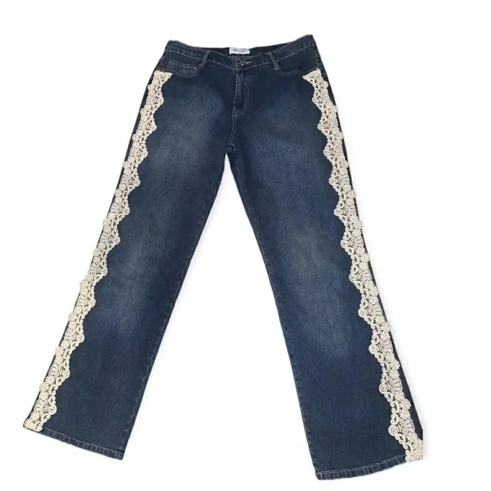Y2k lace flared leg jeans